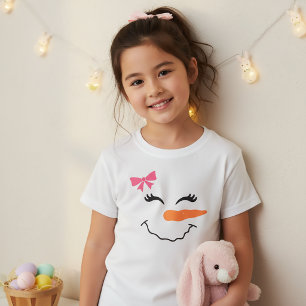 Snowman-Gesicht lächeln mit Ribbon-T - Shirt für K