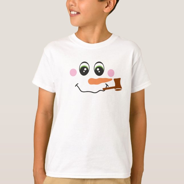 Snowman-Gesicht mit Pipe-T - Shirt für Kinder (Vorderseite)
