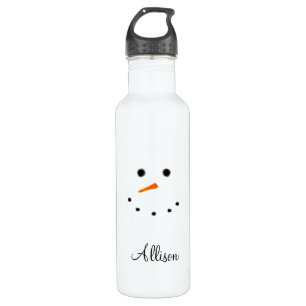 Snowman-Gesichts-weißes Weihnachten personalisier Edelstahlflasche