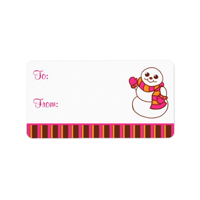 Snowman Gift Tag Labels Adressaufkleber (Vorne)