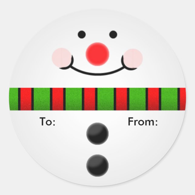 Snowman Gift Tag Runder Aufkleber (Vorderseite)