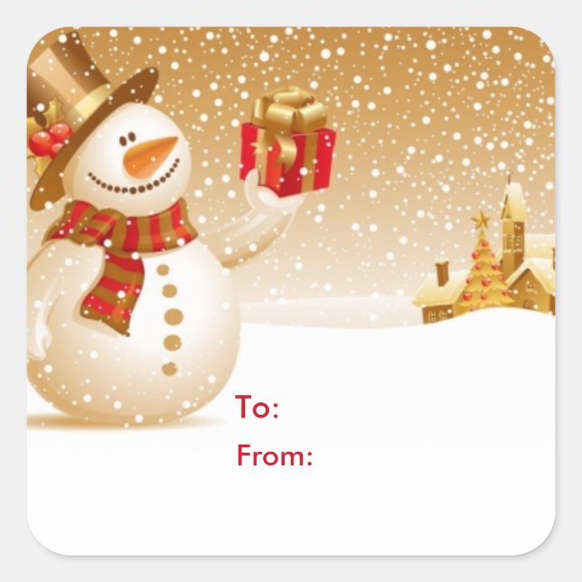 Snowman Gift Tag Stickers (Vorderseite)