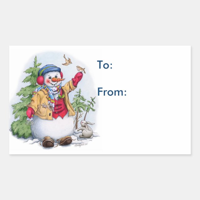 Snowman - Gift Tags Rechteckiger Aufkleber (Vorderseite)