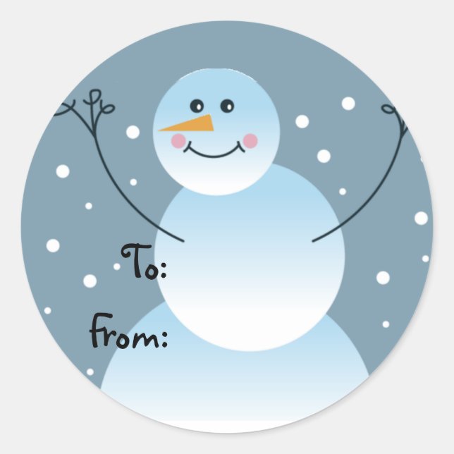 Snowman Gift Tags Runder Aufkleber (Vorderseite)