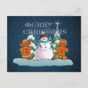 SNOWMAN & GINGERBREAD KIDS VON SHARON SHARPE POSTKARTE