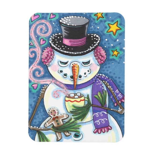 SNOWMAN, GINGERBREAD MAN & TASSE DES HOT-SCHOKOLAD MAGNET (Vertikal)