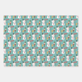 Snowman Gingerbread Man Tin Soldier Weihnachten Geschenkpapier Set