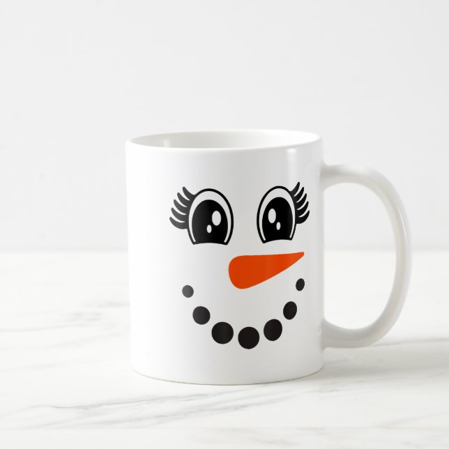 Snowman Girl Face For Girls Christmas Winter  Kaffeetasse (Rechts)