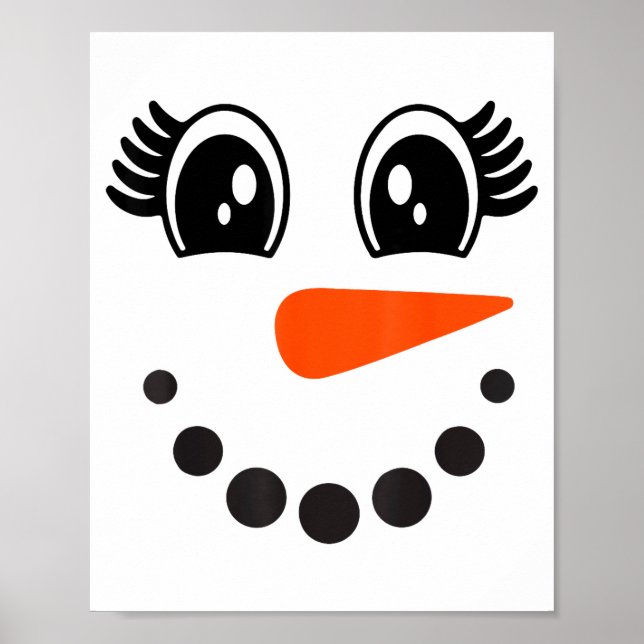 Snowman Girl Face For Girls Christmas Winter  Poster (Vorne)