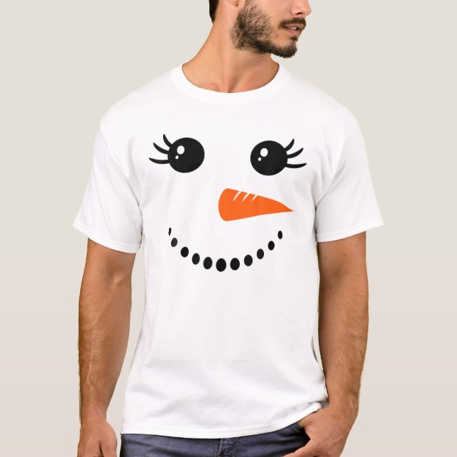 Snowman Girl Face für Mädchen Weihnachten T-Shirt (Vorderseite)
