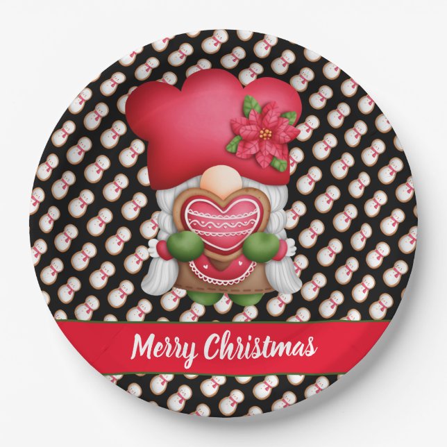 Snowman Gnome Anpassen von Farbe und Text Pappteller (Vorderseite)