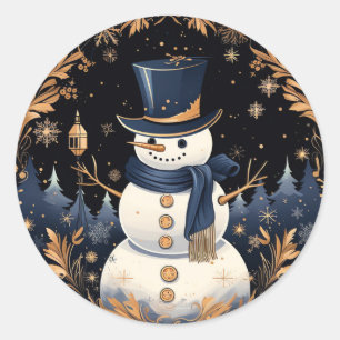 Snowman Gold Blätter Sticker