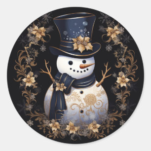 Snowman Gold Blume Sticker