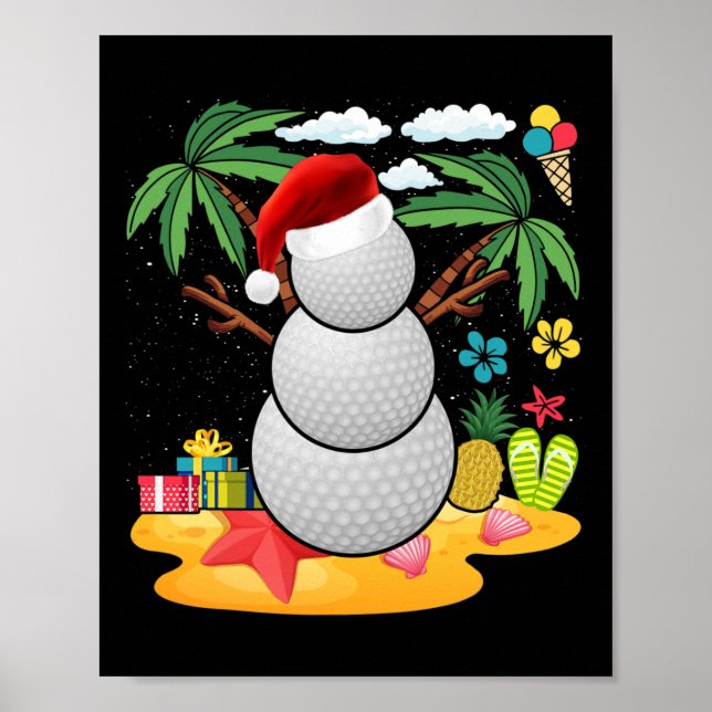 Snowman Golfer T-Shirt Weihnachtssommer im Juli Pa Poster (Vorne)