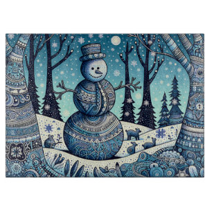 Snowman Gond Panting Schneidebrett