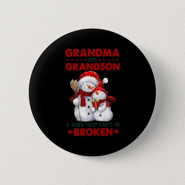 Snowman Grandma And Grandson A Bond That Can't Be  Button (Vorderseite)