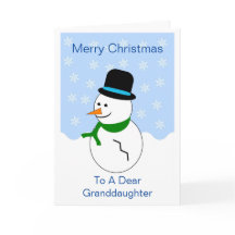Snowman Grandtochter Weihnachtskarte