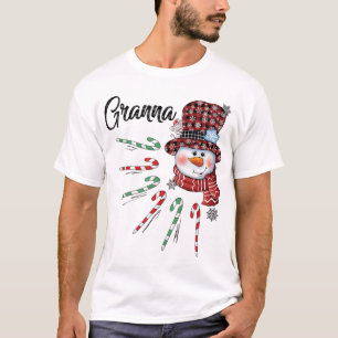 Snowman Granna Candy Cane Karierte Weihnachten T-Shirt