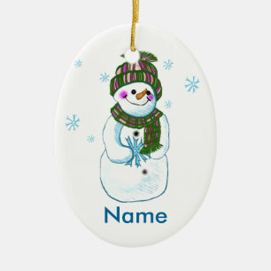 Snowman Granny Keramik Ornament