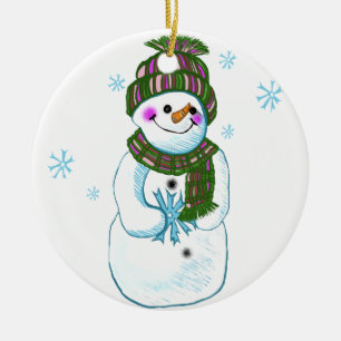 Snowman Granny Zollschmuck Keramik Ornament