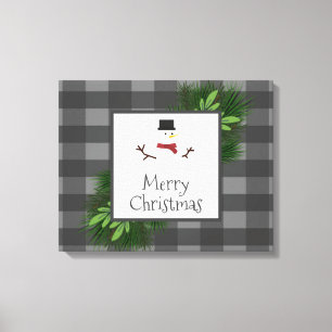 Snowman Gray Buffalo Kariert Canvas Print Leinwanddruck