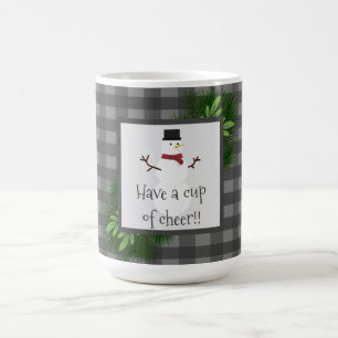 Snowman Gray Buffalo Karierte Tasse