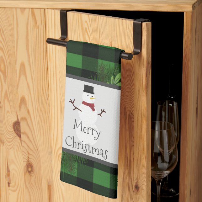 Snowman Green Buffalo Kariert Küchentücher (Drittel gefaltet)