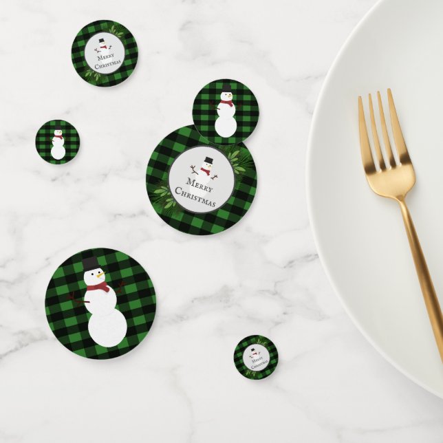 Snowman Green Buffalo Kariert Table Confetti Konfetti (Gruppe)