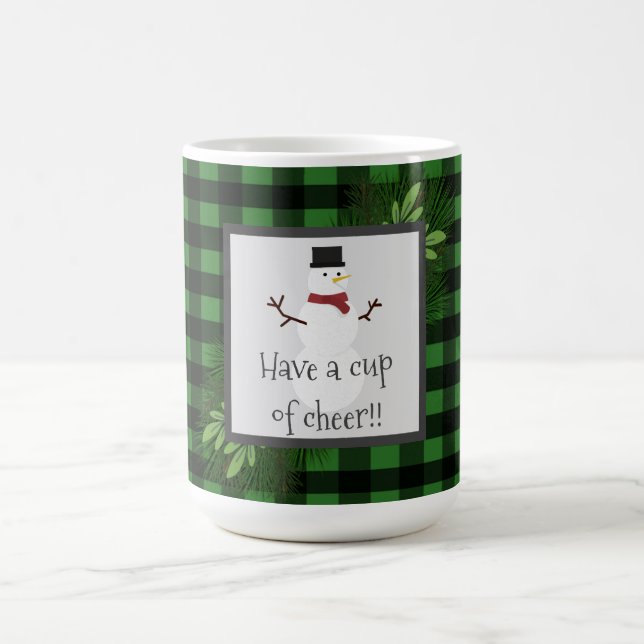 Snowman Green Buffalo Karierte Tasse (Mittel)