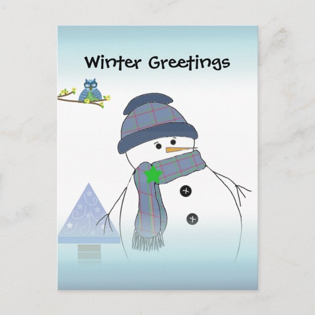 Snowman Greetings Postkarte (Vorderseite)