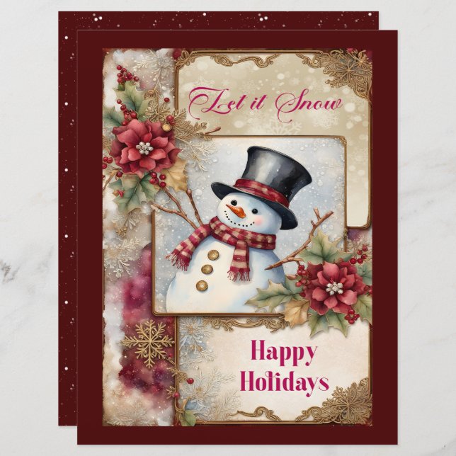Snowman Greetings Scrapbook Paper (Vorne/Hinten)
