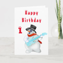 Snowman Guitar Player Geburtstagskarte Karte