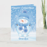 Snowman Happy Christmas Grußkarte für Opa Karte<br><div class="desc">Schicken Sie diese schöne Karte in Blau und Weiß mit niedlichem Schneemann, um Ihren Großvater zu beglückwünschen. Sie können den Namen auf der Titelseite personalisieren und ändern Sie den Wortlaut Opa. Sie können auch den Text innerhalb der Karte selbst ändern, indem Sie auf "PERSONALISIEREN" klicken. Vielen Dank für Ihren Besuch...</div>