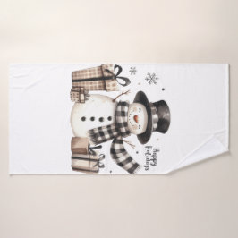 Snowman Happy Holidays Badhandtuch Set