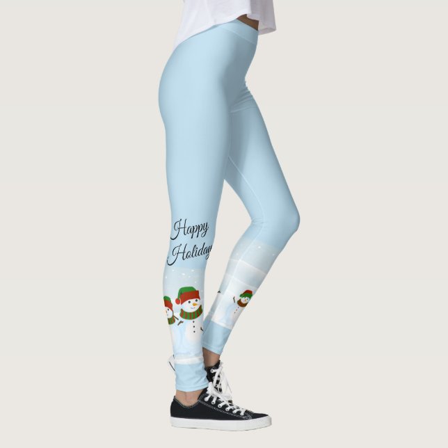 Snowman Happy Holidays Blue Leggings (Rechts)