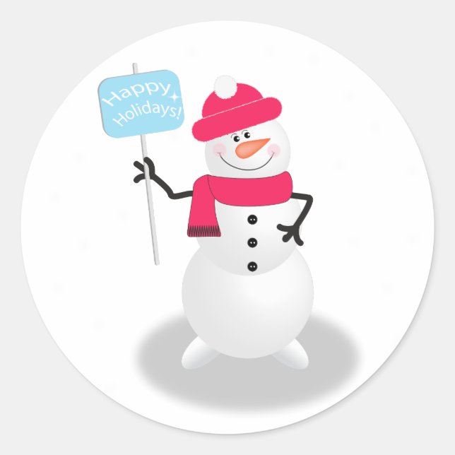 Snowman Happy Holidays Runder Aufkleber (Vorderseite)