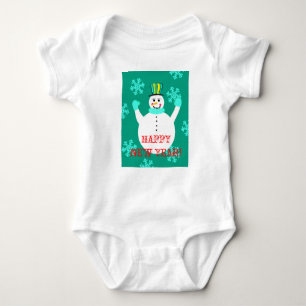 Snowman Happy New Year Baby Jersey Bodysuit Baby Strampler