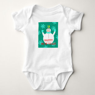 Snowman Happy New Year Baby Jersey Bodysuit Strampler