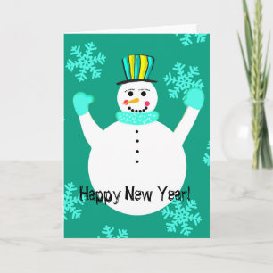 Snowman Happy New Year Greeting Card Feiertagskarte