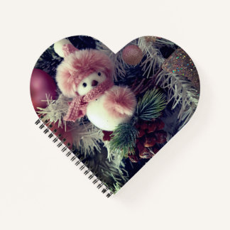 Snowman Heart-Shaped Spiral Notebook Notizbuch