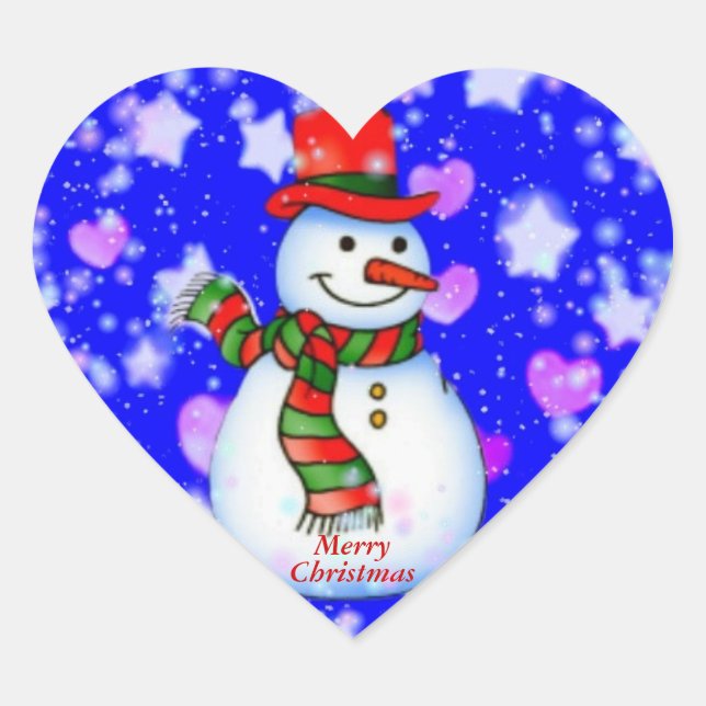 Snowman Heart Sticker (Vorderseite)