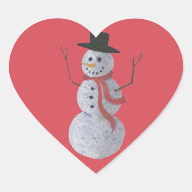 Snowman Herz-Aufkleber (Vorderseite)