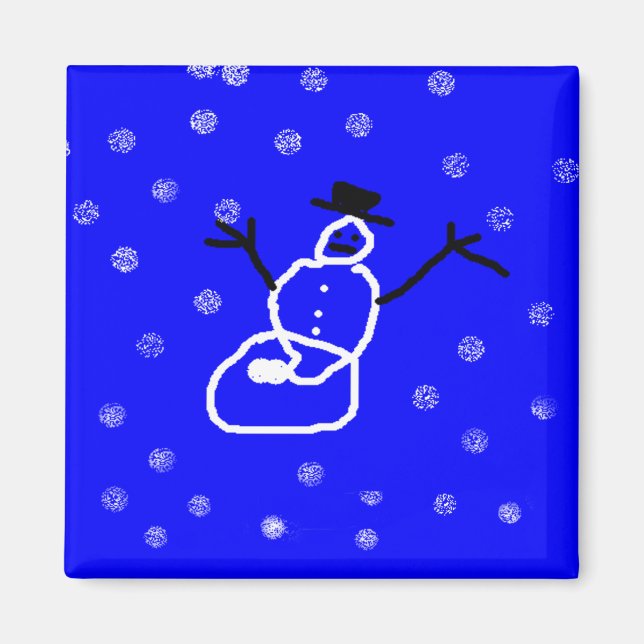 Snowman Holiday Christmas Magnet - Kunst von Kinde (Vorne)