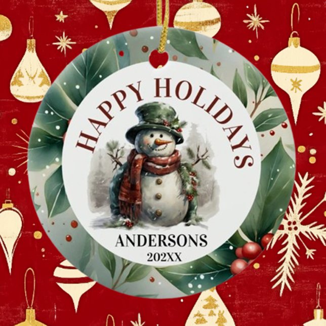 Snowman Holiday Christmas Wünsche Keramik Ornament (Celebrate the season with Brett's Snowman Holiday Ornament, a heartfelt keepsake )