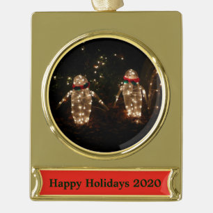 Snowman Holiday Light Display Banner-Ornament Gold