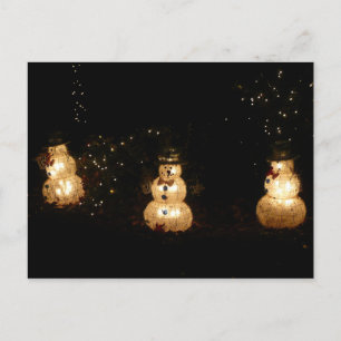 Snowman Holiday Light Display Feiertagspostkarte