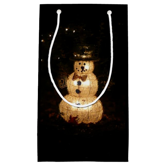 Snowman Holiday Light Display Kleine Geschenktüte (Vorderseite)