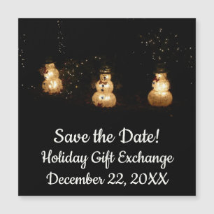 Snowman Holiday Light Display Save the Date Magnetkarte