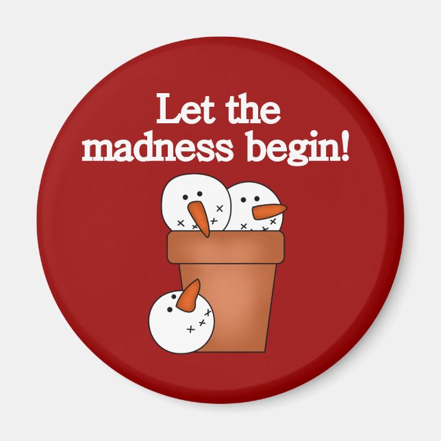 Snowman Holiday Madness T - Shirt und Geschenke Magnet (Vorne)