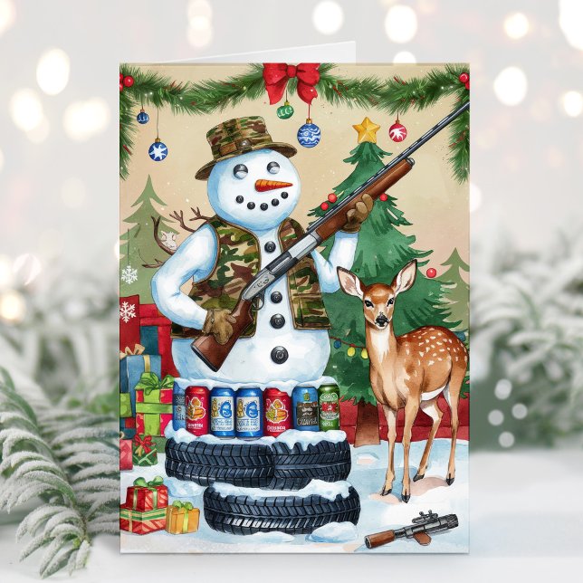 Snowman Hunter Funny Redneck Weihnachtskarte Feiertagskarte (Von Creator hochgeladen)